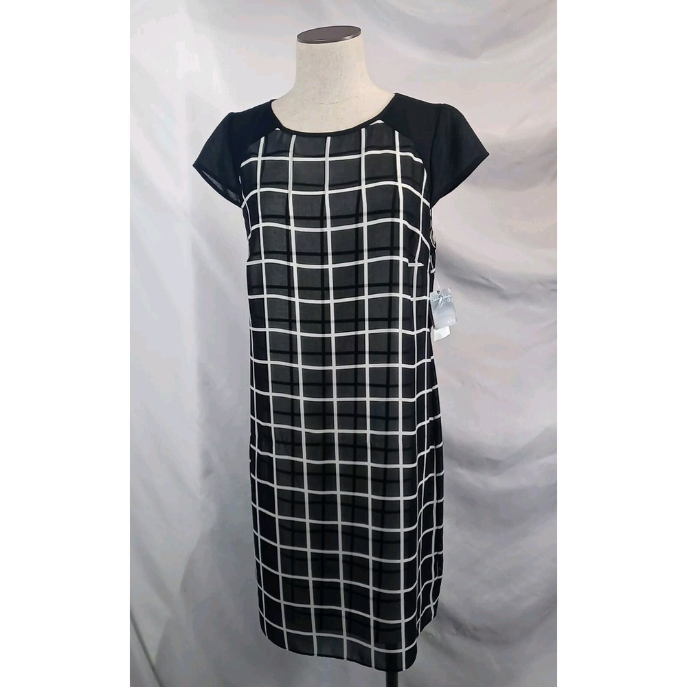 NWT Gabby Skye Dress Women's Size 12 Sheath Knee Length Black & White Dress